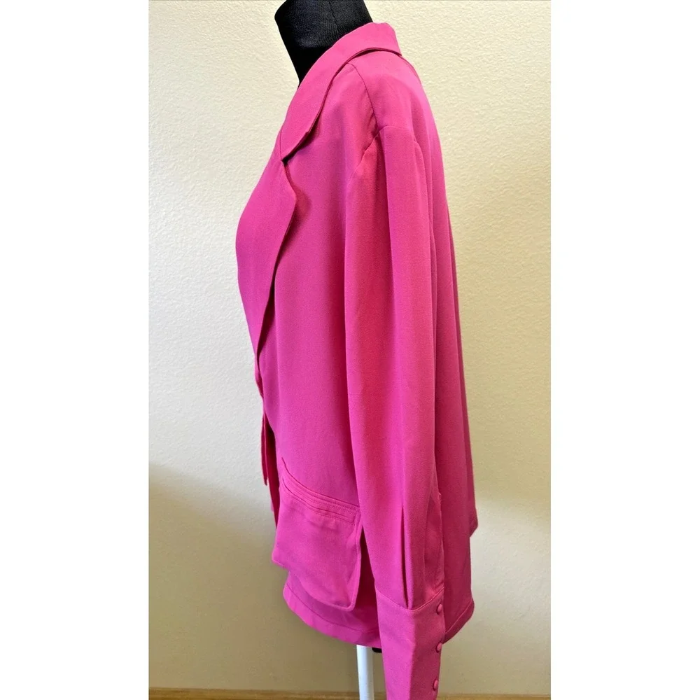 NWT Careste Cecile Silk Blazer Jacket Size 14 Pink Light Weight Classic Pockets